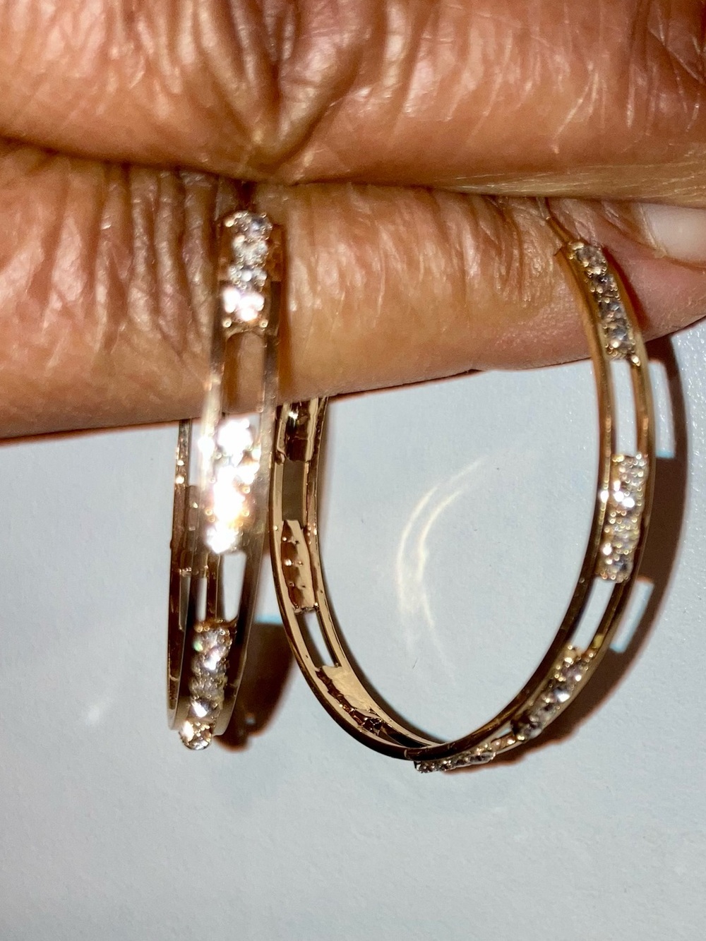 Icing Chain Link Bracelet & Hoop Earrings  with Rhinestone -Trim- Gold tone - Picture 9 of 9